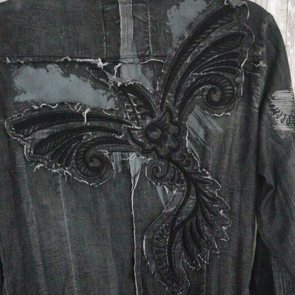 Roar charcoal Button Up Shirt Sz.L - Picture 5 of 8